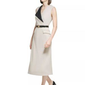 Executive Women's Sleeveless Belted Midi Dress